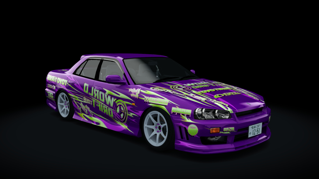 Nissan Skyline HR34 by sarck, skin wdts_purple green