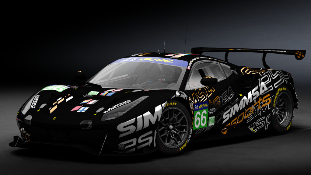 2018 Ferrari 488 GTE Evo Le Mans Spec [Michelotto], skin 2022 #66 SIMMSA Esports LM24 VIRTUAL