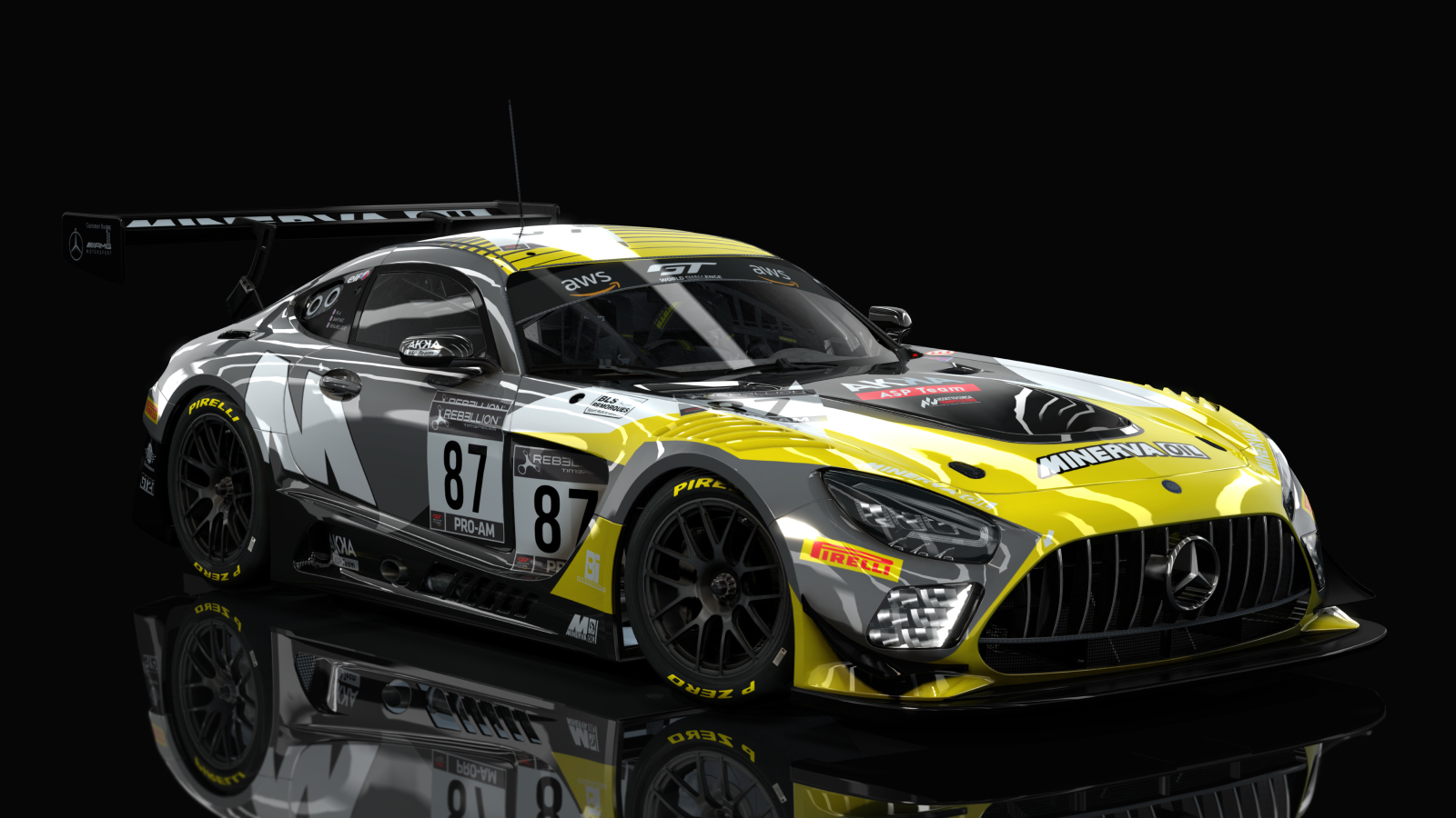 VM AMG GT3 EVO 2020, skin Akka Yellow #87